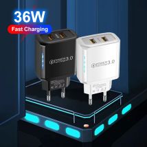 2 USB-Ladegeräte 36 W Schnellladung Doppel-USB-Schnellladung 3.0 für Samsung Xiaomi 14 Huawei OPPO Oneplus Handy-Wandadapter