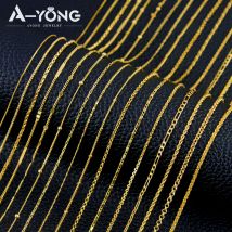 Arabische Gold farbe lange Ketten 18 Karat Kupfer vergoldet wasserdicht einfach ohne Änderung Farbe Anhänger Ketten Damen Herren Vintage Schmuck