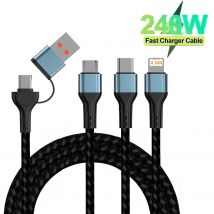 Kabel USB/Type-C do Type-C/Micro 2-w-3 240W do super szybkiego ładowania i transmisji danych, kompatybilny z iPhone 16, Xiaomi 15 i telefonami z systemem Android.