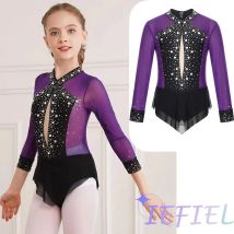Kid Girl Sparkly strass Ballet Dance body gonna fantasia pattinaggio artistico ginnastica ritmica Athletic Activewear Biketard