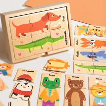 Animal Pattern Matching Memory Game for Kids - Wooden Montessori Educational Toy for Halloween & Christmas Gifts