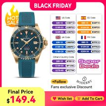 BODERRY Orologio automatico da uomo in bronzo Diver Orologio di lusso delle migliori marche Orologio da polso impermeabile 200M Orologio meccanico sportivo per uomo
