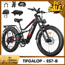 Bicicletta elettrica Tifgalop, bicicletta elettrica per adulti da 26 pollici, batteria al litio 52V 19Ah, doppi ammortizzatori, portata di 45-90 chilometri