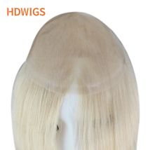 Frauen Toupet Hdwigs Echthaar Perücken für Frauen Full Pu dünne Haut Haars ystem weiches menschliches Haarteil natürliches blondes Haar