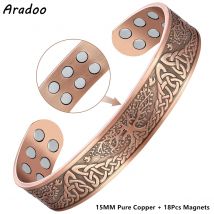 ARADOO Braccialetti magnetici in rame per uomo e donna con magneti al neodimio, albero della vita, bracciale in rame puro, gioiello regalo