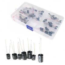 120-teiliges Aluminium-Elektrolytkondensator-Set, 16 V, 25 V, 50 V, Kapazität, 12 Werte, 1 uF-470 uF, 0,22 uF-470 uF DIP-Elektrolytkondensator