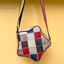 Marken design Frauen Echt leder sternförmige Umhängetasche zufällige Farbe Patchwork Retro lässig täglich tragbare Schulter handtasche