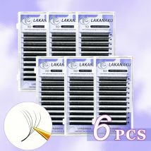 LAKANAKU 5D W-förmige Wimpernverlängerung, Volumenfächer, 6 Tabletts, Cilios W-förmige Wimpern, natürliche, weiche Make-up-Fächer