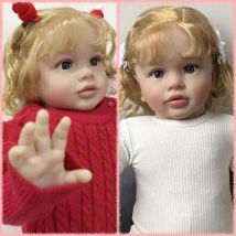 25'' Pippa Golden Curly Hair Handmade Lifelike Reborn Toddler Girl Doll Multiple Layers Painting 3D Skin with Visible Veins