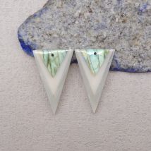 Natürliche Labradorit-Ohrringperlen aus weißer Jade, Amazonit, Intarsia, zur Schmuckherstellung, 30 x 19 x 4 mm, 4 g