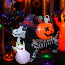 Aufblasbare Halloween-Außendekorationen – aufblasbarer Alien, gruseliger Geisterkürbis, lustiger Skelett-Dackel-Halloween-Party