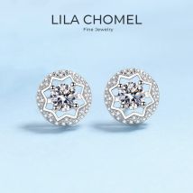 Girl Valentine's Day 18K White Gold Women Wedding Stud Earrings 0.5/1CT Moissanite Diamond PT950 Platinum Daughter Birthday Gift