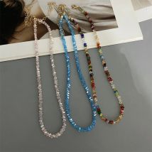 Mulit-cut Glas Kristall Unregelmäßige Perlen Halsband Halskette für Frauen Dreieck Transparent Mode Weibliche Kragen Hals Schmuck