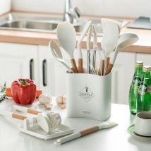 10/13 Stück Silikon Küchen kochgeschirr Hoch temperatur beständiges Antihaft-Holzgriff Spatel Backwerk zeuge Kochgeschirr-Set