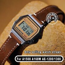 18mm für Casio AE-1200/1300 A168W F91w A159 F105 A158 a169 f91w SGW-300 Vintage Uhrenarmband Herren Damen Rindslederarmband