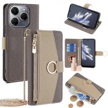 Langkettiger Cross body Reiß verschluss Brieftasche Flip Cover für Tecno Spark 20 Pro plus 20c Go 2024 Leder Umhängetasche mit Lanyard Coque