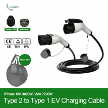 FITMPH Typ 2 auf Typ 1 EV-Ladekabel für Elektrofahrzeuge & PHEV, Verlängerungskabel für öffentliche Ladestationen, 32A 7200W mit tragbarer Tasche
