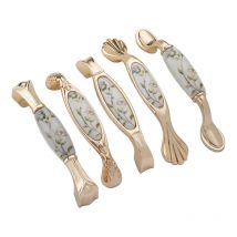 Eden Pastoral Gold Kitchen Cabinet Handle Zinc Alloy European Style Cabinet Door Knob Furniture Hardware Ceramic Drawer Pulls