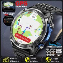 Nowy Smartwatch z 4GB Pamięci, Odtwarzaczem Wideo, Ekranem AMOLED, GPS, Mapami Offline, Wodoodporną Bransoletką do Pływania do 30m, Idealny dla Mężczyzn, Sportowy Smartwatch Wojskowy