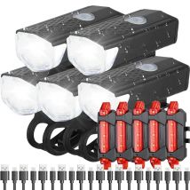 Set luci per bici Faro per bicicletta Fanale posteriore Set anteriore e posteriore ricaricabile Torcia per bici MTB Lampada da ciclismo Accessori per biciclette
