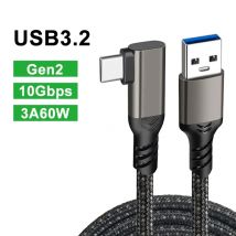 Cavo di collegamento VR di tipo C Cavo dati USB C USB3.2 Gen 2 10Gbps 3A 60W Ricarica rapida Cavo da gioco a gomito da 90 gradi per Oculus Quest 1 2
