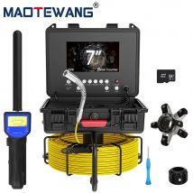 Sewer Pipe Inspection Camera 7" IPS 1080P Screen and  Self-Leveling 512HZ Locator Video+Audio Recording +Meter Counter