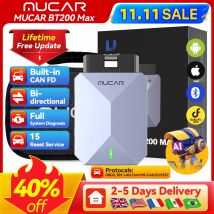 MUCAR BT200 Max OBD2 Scanner Bluetooth, CAN FD Strumento diagnostico per tutti i sistemi Attuatore bidirezionale15 Ripristino Aggiornamento gratuito a vita