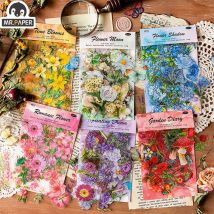 Mr.paper 6 stylów 100 sztuk/worek Vintage naklejki botaniczne estetyczne kwiaty ręczne konto