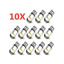10 Pcs Car LED T10 W5W Canbus Glass COB 6000k Reading Dome Lamp Marker Wedge License PlateLight Bulb 168 194 192 DC 12V White