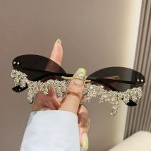 Kleine Rahmen Mode Randlose Y2k Sonnenbrille für Frauen Luxus Marke Designer Diamant Sonnenbrille Tränen Form Party Brillen Uv400