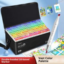 48-216 Colors Art Markers Double Headed Permanent Cross body Bags Easy Carry For Painting Drawing DIY Stone Rock Art Supplies
