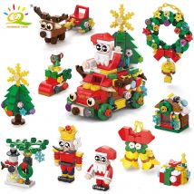 HUIQIBAO Kinder Mini Weihnachtsbaum Weihnachtsmann Modell Mikrosteine Baustein DIY Insekt Tier Ziegel Spielzeug für Erwachsene Geschenk