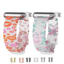 Bedrucktes Muster-Silikonarmband für Apple Watch Band 49 mm 46 mm 42 mm 45 mm 44 mm 41 mm 40 mm 38 mm Armband für iWatch 10 9 8 7 6 5 SE