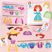Magnetic Puzzle Books Montessori Magnetic Dress-up Playset Clothes Make Face Animals Puzzle Games Early Educational Toys for kid