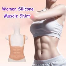 Silikon Muscle Shirt Frauen Abs Brust Cosplay Kostüm Fitness Requisiten Gefälschte Abs Sechs Pack Bauch Sculpting Party Leistung Kleidung