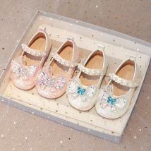 Elegante Prinzessinnenschuhe für Mädchen, Pailletten, Spitze, Schmetterling, wunderschöner Glitzer, Strass, Kristall, Kinder-Wohnungen, schicke Schuhe für die Hochzeitsfeier