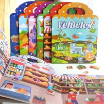 Libro di adesivi riutilizzabili fai-da-te silenzioso portatile per bambini Adesivo per pasta di gelatina occupato Adesivo a bolle multi-scena Giocattoli per l'apprendimento divertente