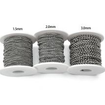 2-30M Ball Bead Chain, 304 Stainless Steel Bead Chain for Roller Shades, Window Blinds Dog Tags, J 1.5mm 2.0mm 2.4mm 3.0mm