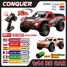 Wltoys Q130 1:14 70 KM/H Auto RC 4WD ad alta velocità con luce a LED Motore senza spazzole Auto telecomandate Drift Monster Truck Toy