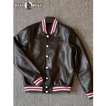Herbst Herren Einreiher Stehkragen Bomber Jacke Rindsleder Echtes Leder Mantel Casual Winter Gepolsterte Outwear Plus Größe 5XL