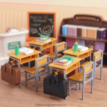 Mini aula casa delle bambole sedia da scrivania lavagna set da gioco scolastico in miniatura accessori per mobili decorazione modello per regalo giocattolo per bambini