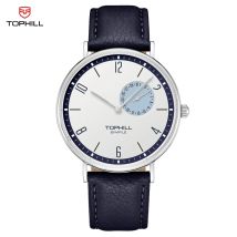 TOPHILL Orologio al quarzo Bauhaus da uomo Ultra sottile 40 mm Quadrante minimalista Vetro zaffiro Cinturino in pelle Cassa in acciaio inossidabile