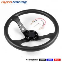 Volante da corsa per auto in pelle PU da 14 pollici 350mm in lega di alluminio piatto di mais profondo volante sportivo alla deriva universale