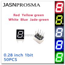 JASNPROSMA 50 Stück 0,28 Zoll 7 Segment 1-Bit-Zifferröhre rot gelb Jade grün blau weiß 0,28 Zoll gemeinsame Kathode Anode LED-Anzeige