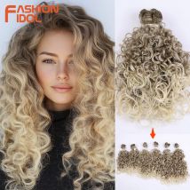 MODE IDOL 18 20 22 zoll Synthetische Haar 6 stücke Tiefe Welle Haar Bundles Ombre Braun Hohe Temperatur Faser weben Haar Extensions