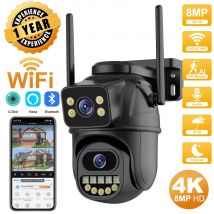 4K 8MP HD Wifi Kamera PTZ Zewnętrzna 4MP Podwójny obiektyw Podwójny ekran AI Automatyczne śledzenie Kamera IP CCTV Audio Video Monitoring P2P iCSee