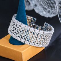 Drei graden Mode brillante Zirkonia Stein geometrische Glieder kette Armband für Frauen Braut Hochzeits feier Schmuck br291