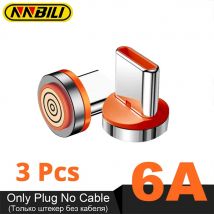 NNBILI 6A Okrągła wtyczka magnetyczna do Huawei Honor 3A USB typu C Końcówki magnetyczne Adapter szybkiego ładowania do iPhone Samsung Xiaomi Oneplus