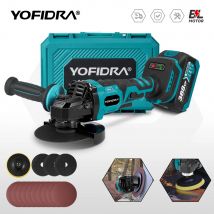 YOFIDRA 2in1 125mm Electric Brushless Angle Grinder 3Gears Woodworking Polisher Cutter Machine Power Tool For Makita Battery Pin