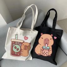 Hip Hop Frau Capybara Einkaufstasche Shopper Leinwand Umhängetasche Capybara Eco Harajuku Casual Einkaufstasche Frauen Tote Weibliche